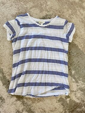 Style & Co. White Tee with Blue Stripes - Short Sleeve Kids Top